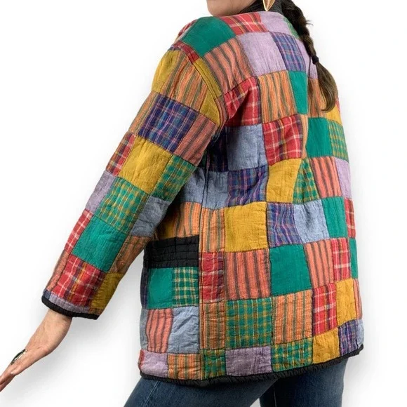 ❌SOLD❌90's patchwork color block cotton spring jacket by OSY - Picture 14 of 16